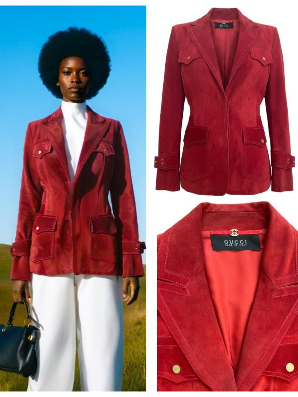 Gucci suede leather structure Red blazer/jacket